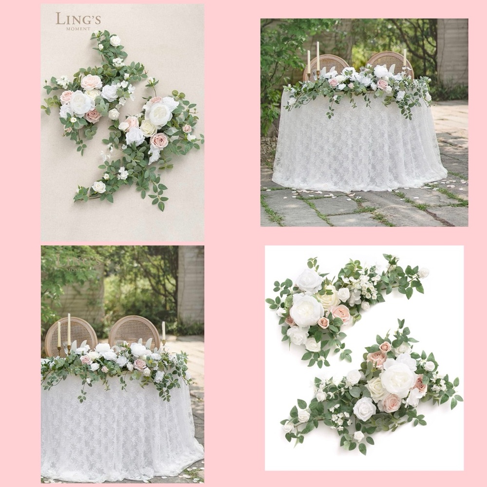 Ling's Moment Lg 2 pc Head Table Florals in 'White & Sage'